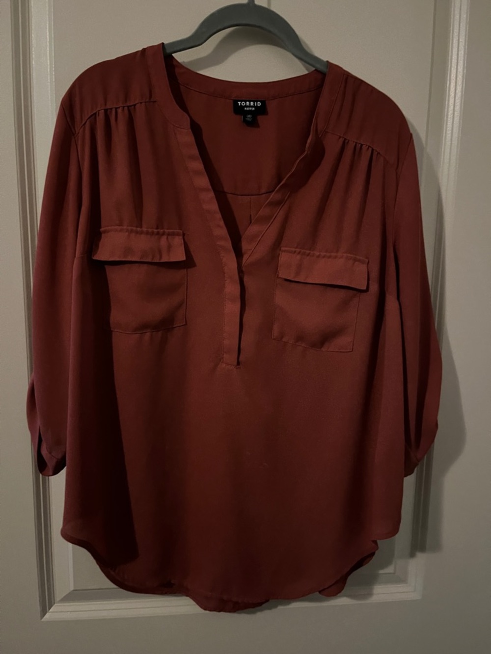 Torrid Women's mauve Harper workwear capsule blouse 00